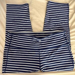 Athleta Navy and White Striped Leggings